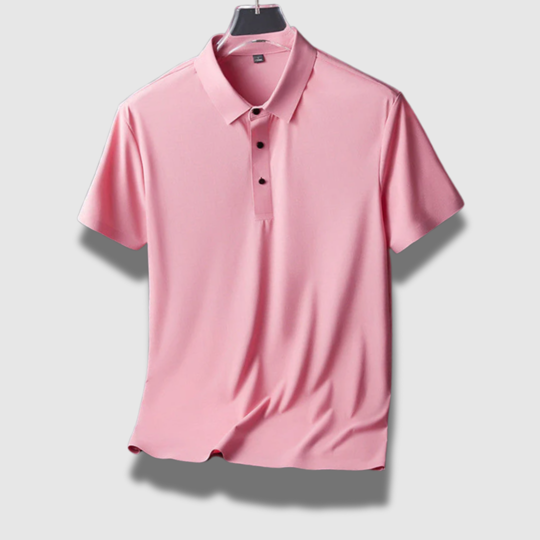 Sela | Polo Leggera Manica Lunga in Seta Rosa chiaro
