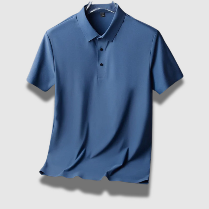Sela | Polo Leggera Manica Lunga in Seta Blu marino