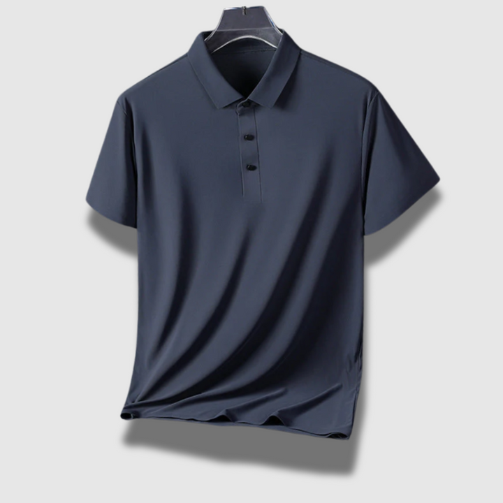 Sela | Polo Leggera Manica Lunga in Seta Grigio scuro