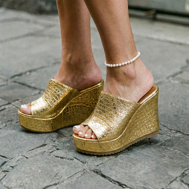 Zeppe Donna Effetto Brillante Comode Eleganti - Vesarelli