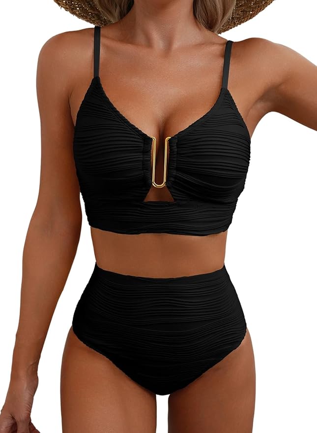 Bikini Donna Modellante Vita Alta con Dettagli Volant - Vesarelli