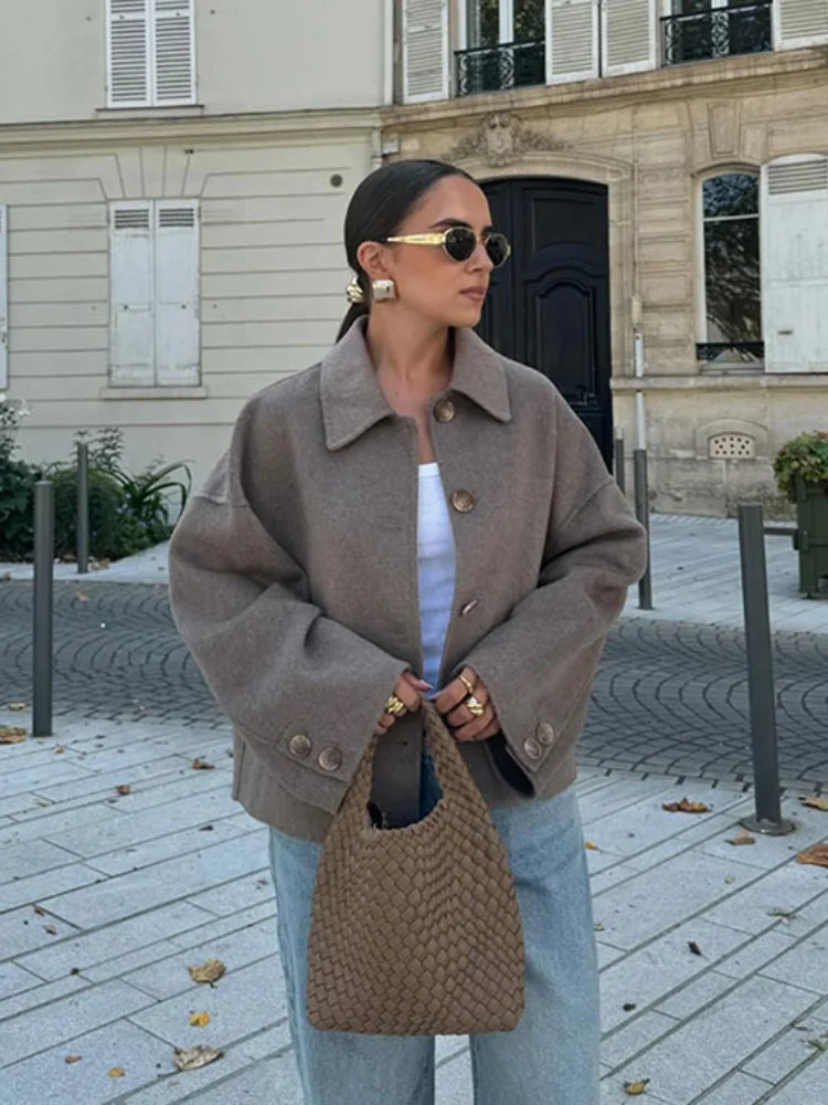Giacca Donna Misto Lana Oversize con Bottoni - Vesarelli