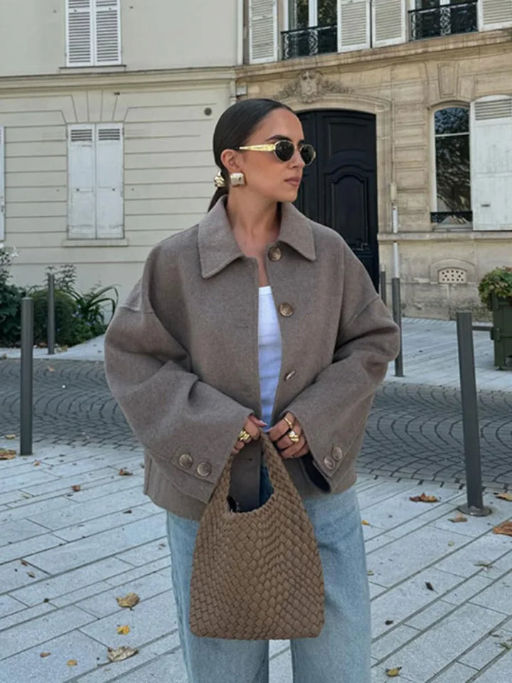 Giacca Donna Misto Lana Oversize con Bottoni - Vesarelli