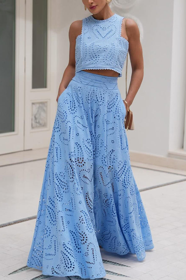 Set Donna in Pizzo Ricamo Traforato Stile Elegante - Vesarelli