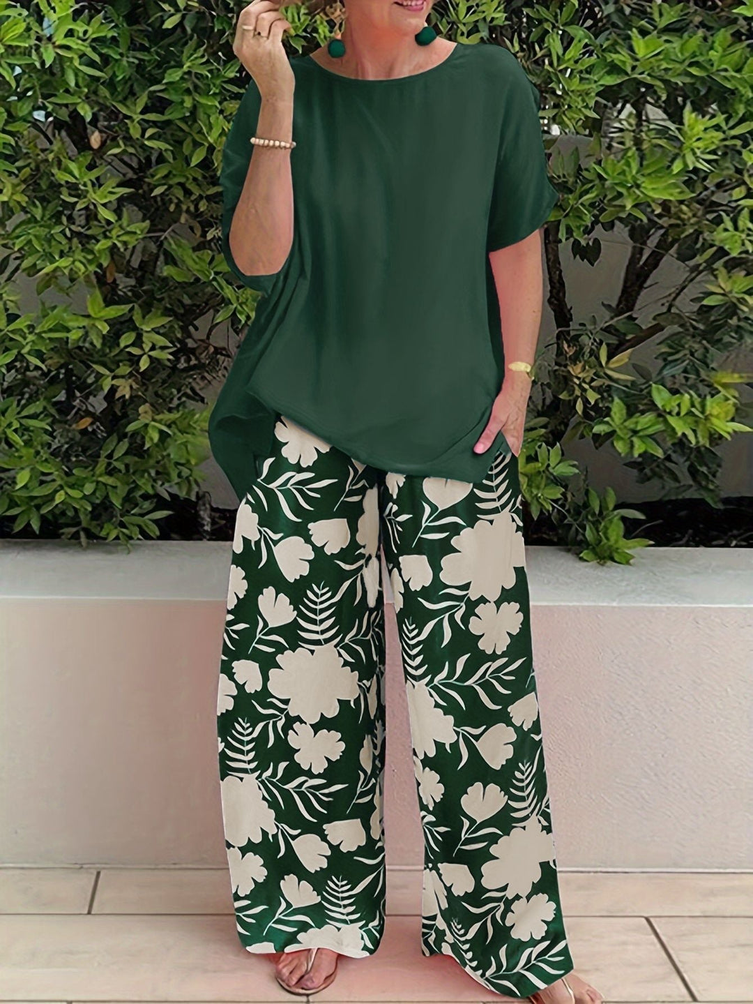 Set Donna Pantaloni Palazzo e Morbido Floreale - Vesarelli