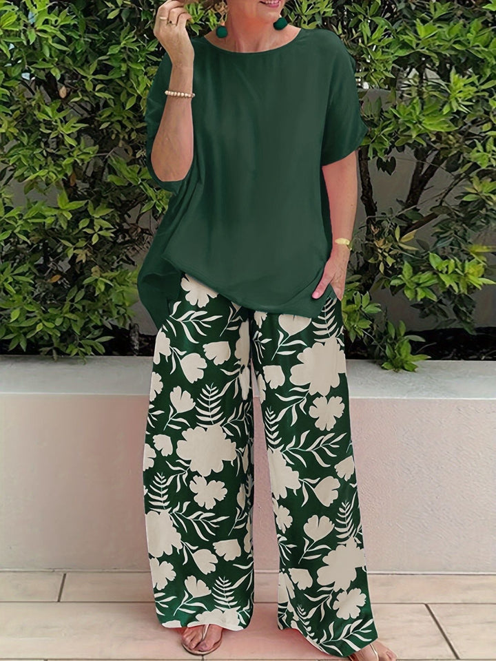 Set Donna Pantaloni Palazzo e Morbido Floreale - Vesarelli