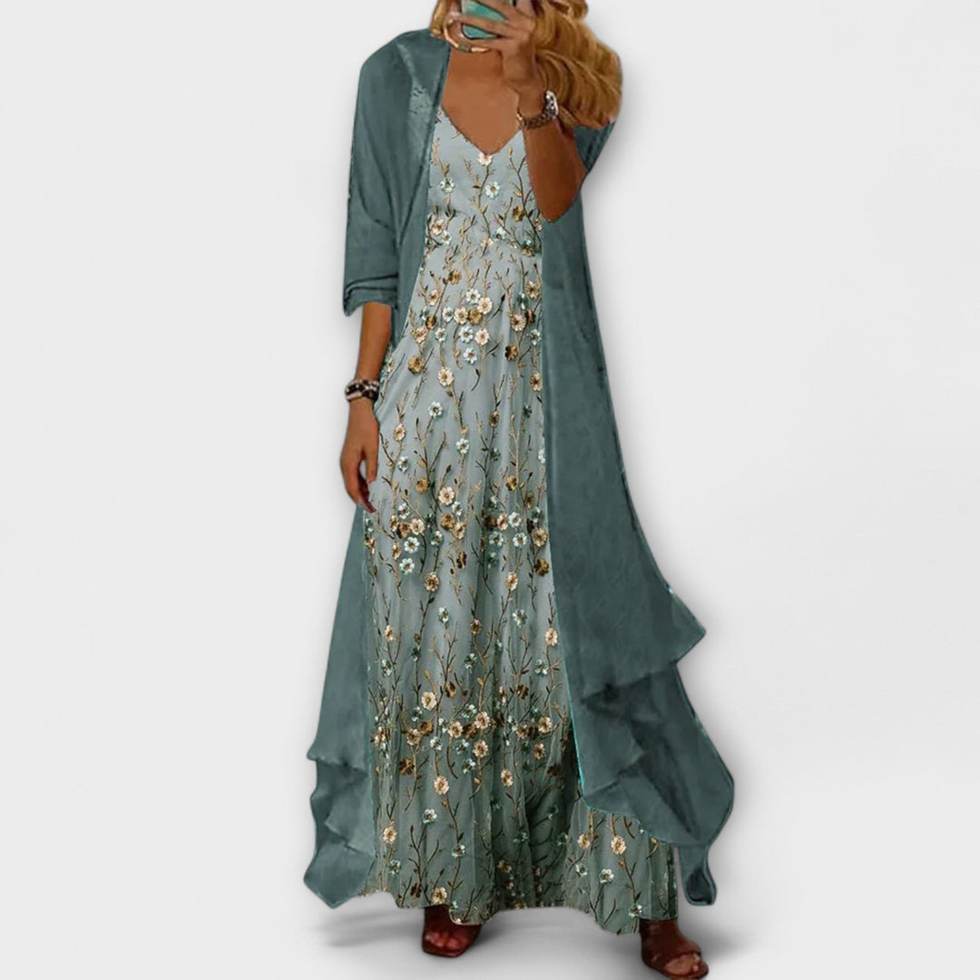 Set Due Pezzi Donna Abito Maxi Tessuto Morbido Vestibilità Comoda - Vesarelli