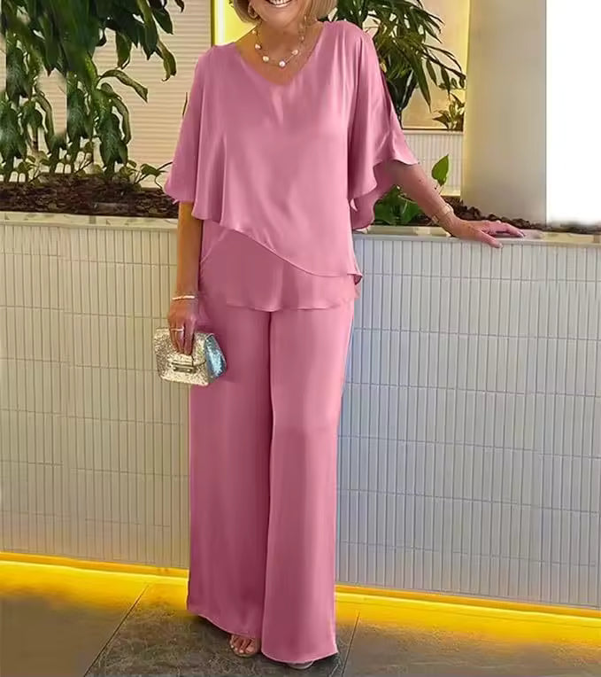 Set Elegante da Due Pezzi per Donne - Top e Pantaloni Fluidi Ideali per Occasioni Speciali e Look Raffinati 2