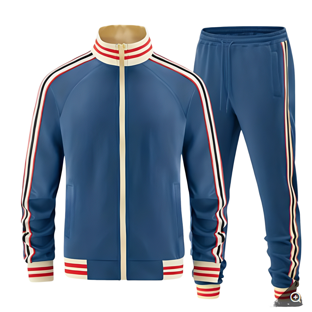 Set Sportivo Elegante A Righe Per Uomo | Varnel Blu