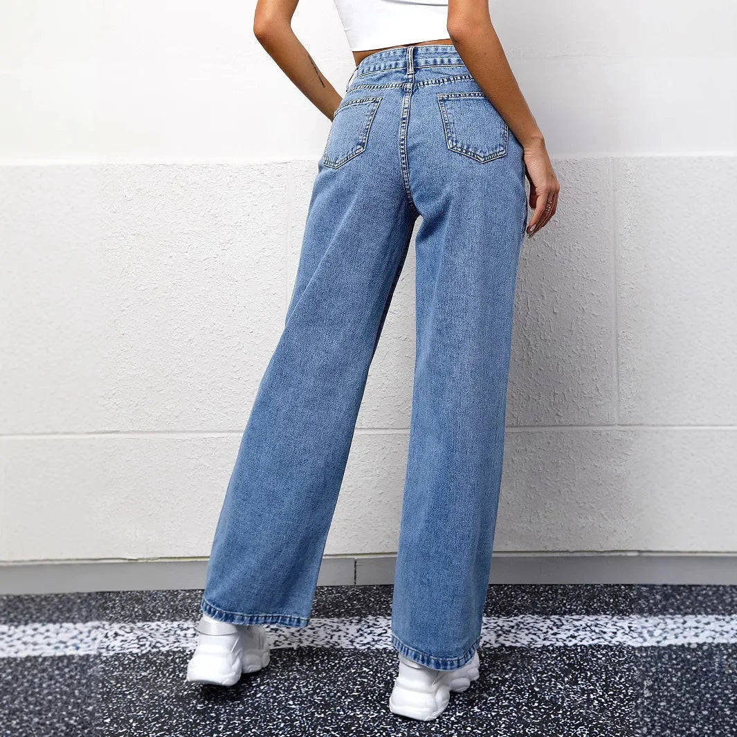 Jeans Donna Mom Vita Alta Stile Casual