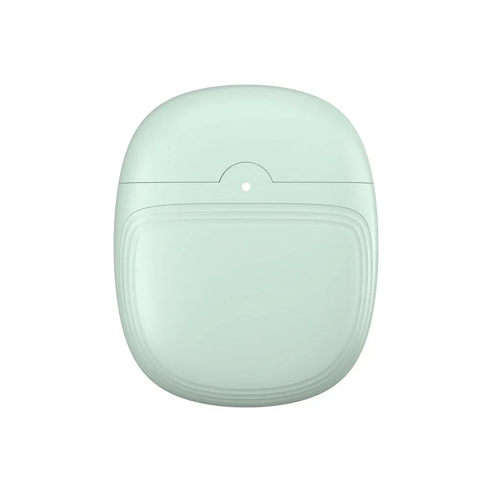 Custodia per auricolari wireless verde menta, design compatto e moderno, compatibile con vari modelli, ideale per protezione e ricarica portatile.