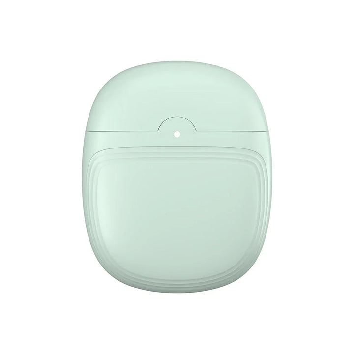 Custodia per auricolari wireless verde menta, design compatto e moderno, compatibile con vari modelli, ideale per protezione e ricarica portatile.