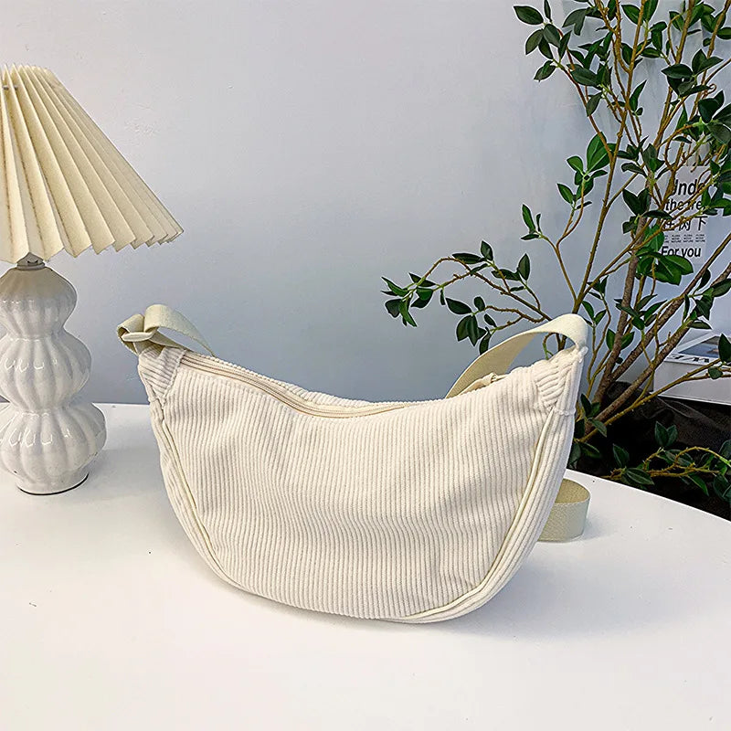 Borsa a Tracolla Donna in Velluto a Coste Tracolla Regolabile Casual