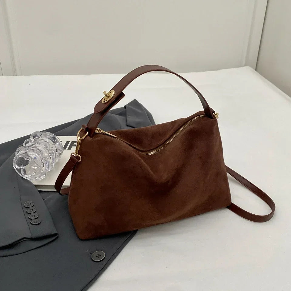 Borsa Tracolla Donna in Pelle Scamosciata Morbida