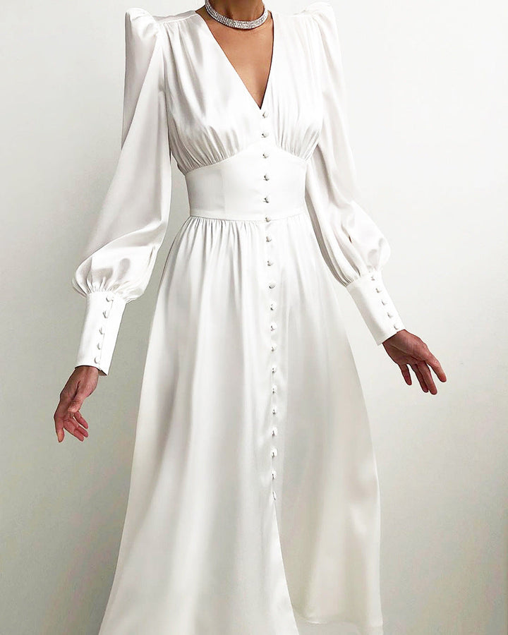 Abito Donna in Raso Scollo Classico Vestibilità Elegante