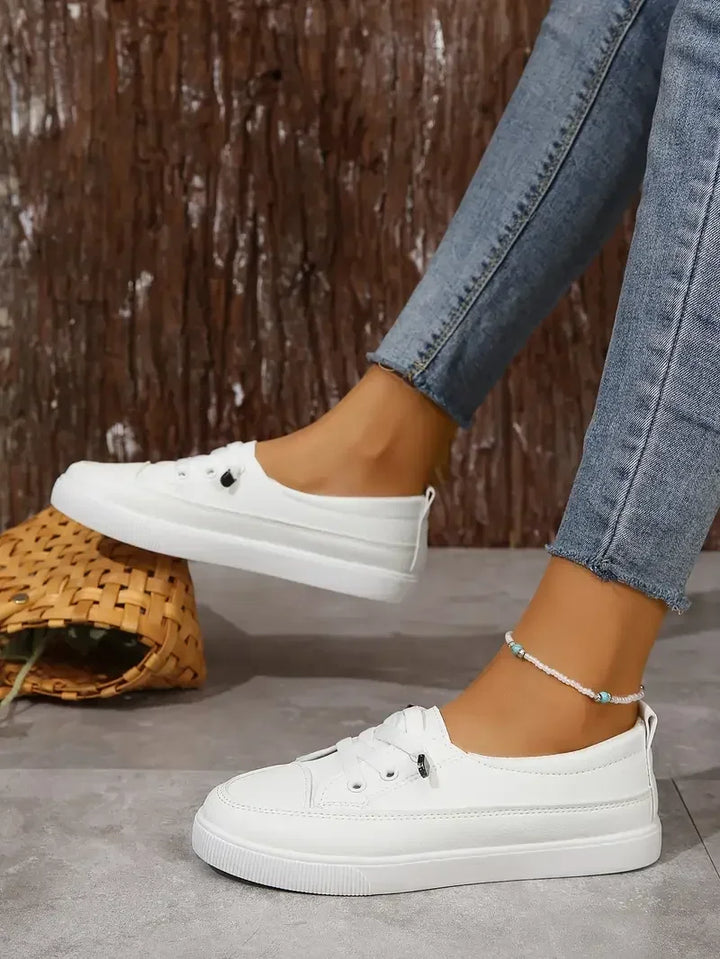 Scarpe Donna Basse Punta Tonda con Lacci Casual