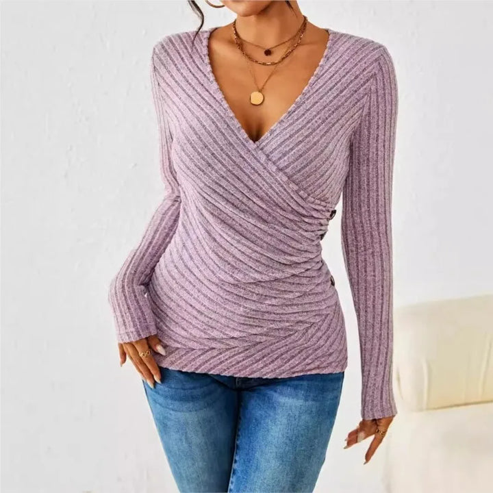 Blusa Donna Avvolgente Maniche Lunghe