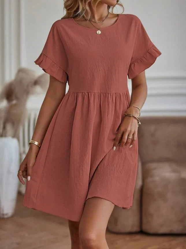 Mini abito Donna Scollo Tondo Stile Casual Elegante