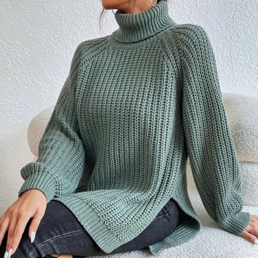 Maglione Donna Dolcevita Lavorato a Maglia Morbido