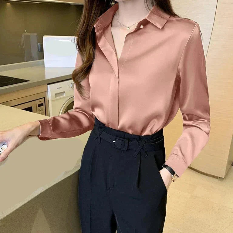 Camicia Donna Classica in Seta Manica Lunga