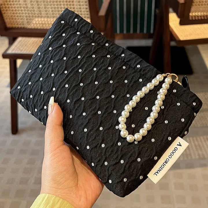 Pochette Donna per Cosmetici Tessuto Estivo a Pois - Vesarelli