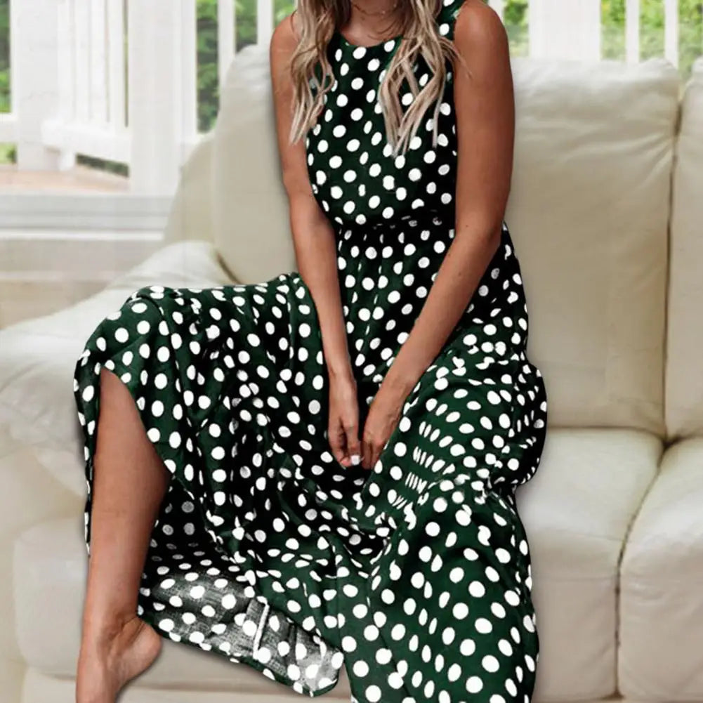 Abito Maxi Donna Stile Vintage Tessuto Leggero Estivo