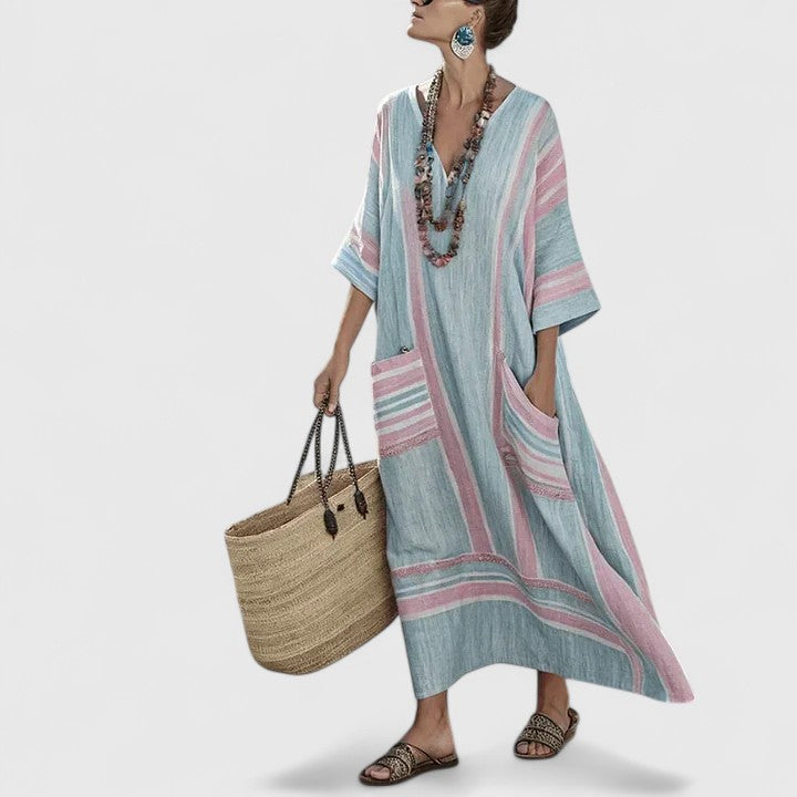 Abito Donna Stile Bohemien Tessuto Leggero Vestibilità Libera
