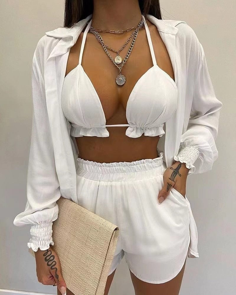 Set Costumi da Bagno Donna Tessuto Leggero Stile Elegante