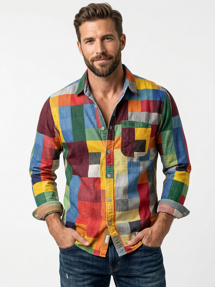 Camicia Uomo Cotone Manica Lunga Relaxed Fit - Vesarelli