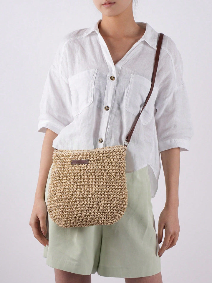 Borsa Tracolla Donna in Paglia Intrecciata Fatto a Mano Casual
