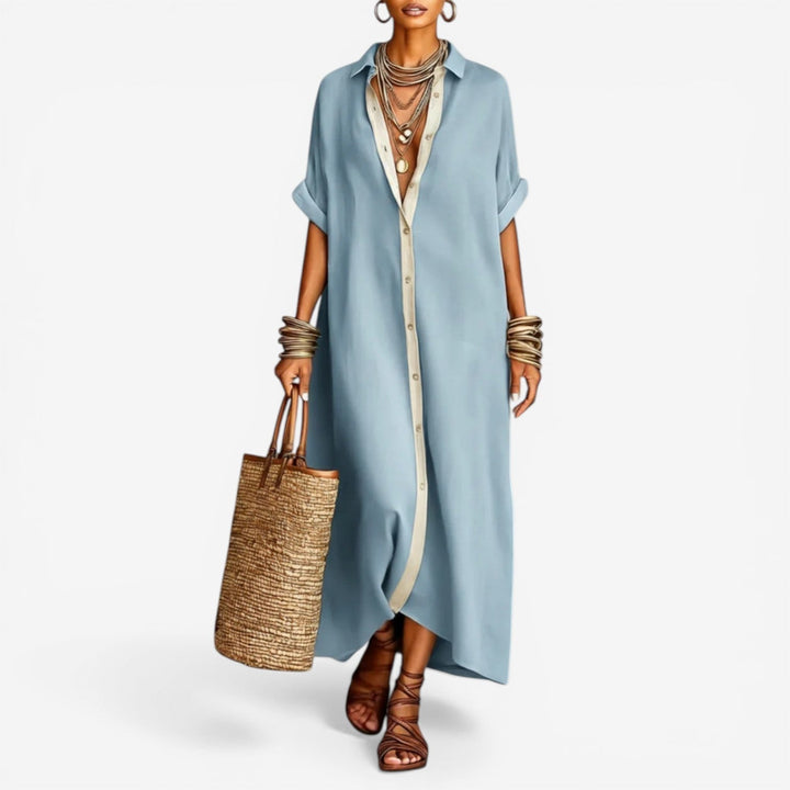 Sienna | Abito Camicia Donna Lungo Oversize Bordura Bottoni 1
