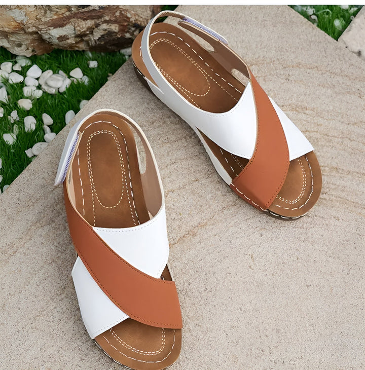 Sienna | Sandali Ortopedici Donna Slingback Zeppa Bicolore 10