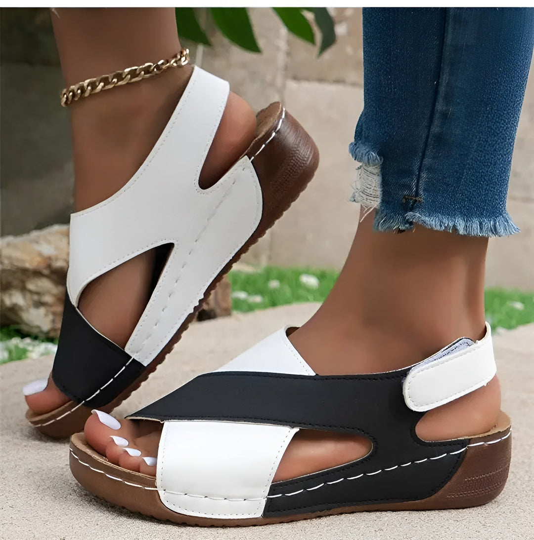 Sienna | Sandali Ortopedici Donna Slingback Zeppa Bicolore 2