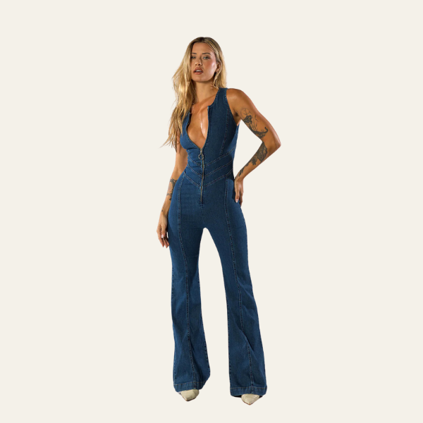Sienna | Tuta Estiva Denim Cut-Out Elasticizzata Blue M