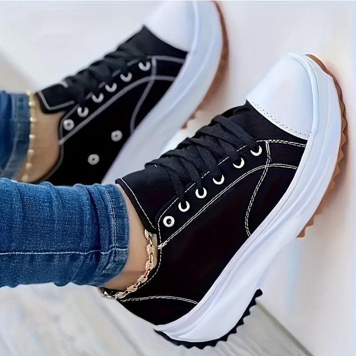 Sneakers Alte Donna in Tela Comoda Suola Spessa - Vesarelli