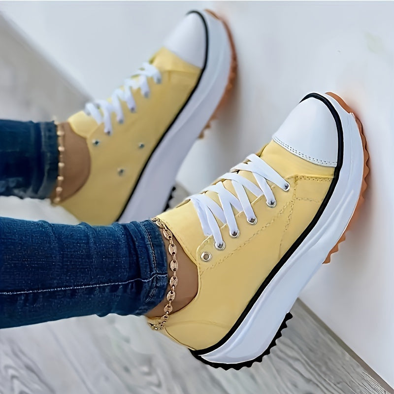 Sneakers alte da donna in tela comoda con suola spessa 1