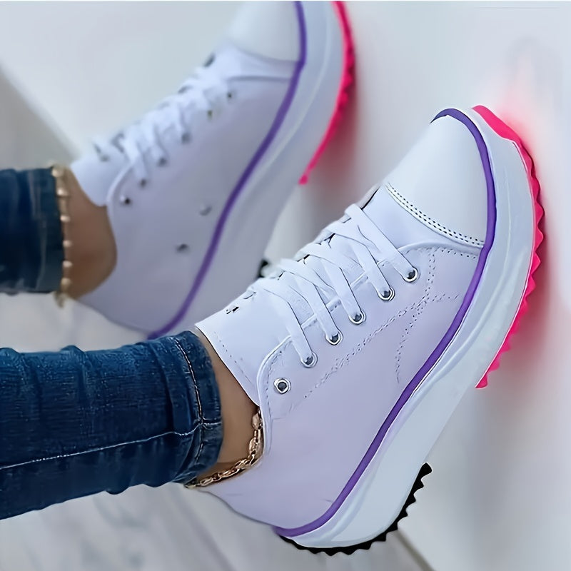 Sneakers alte da donna in tela comoda con suola spessa 3