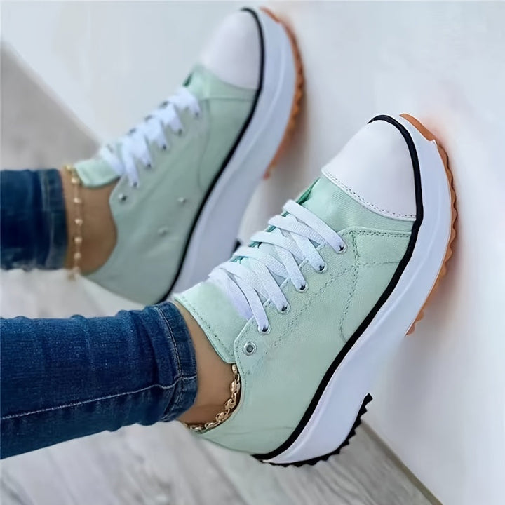 Sneakers alte da donna in tela comoda con suola spessa 6
