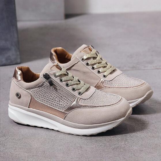 Sneakers casual da donna con lacci, comode, in morbido tessuto, suola in gomma 3