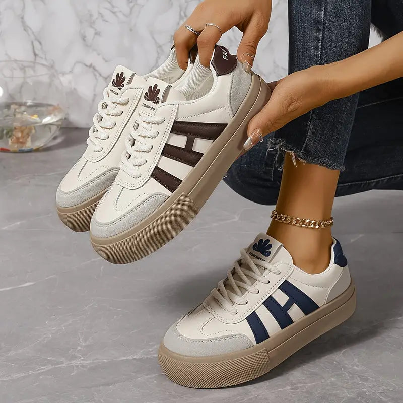 Sneakers casual da donna con plateau in tessuto leggero 1