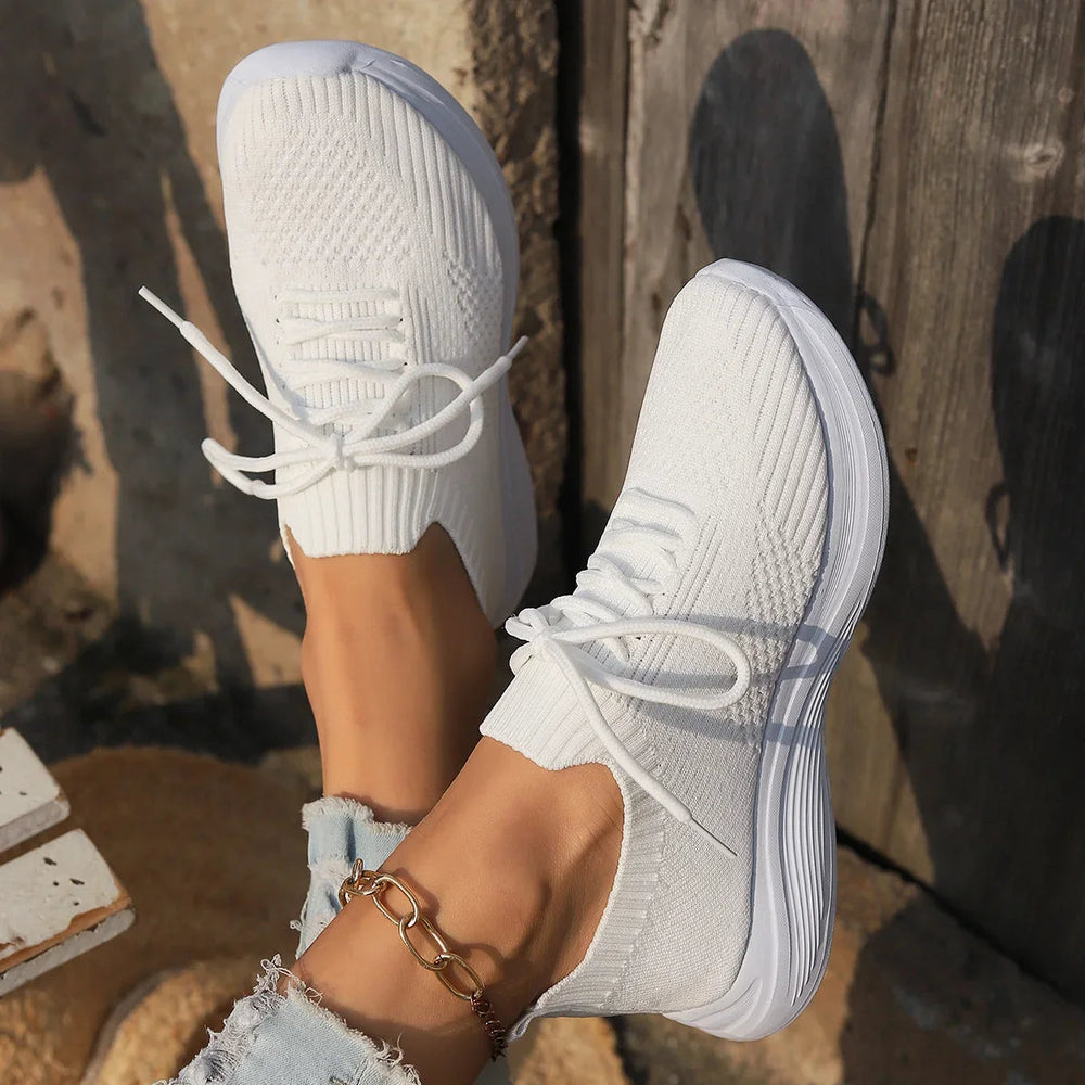 Sneakers casual leggere da donna in comodo tessuto lavorato a maglia 1
