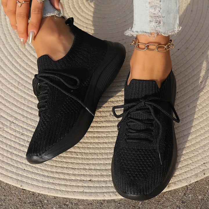 Sneakers casual leggere da donna in comodo tessuto lavorato a maglia 4