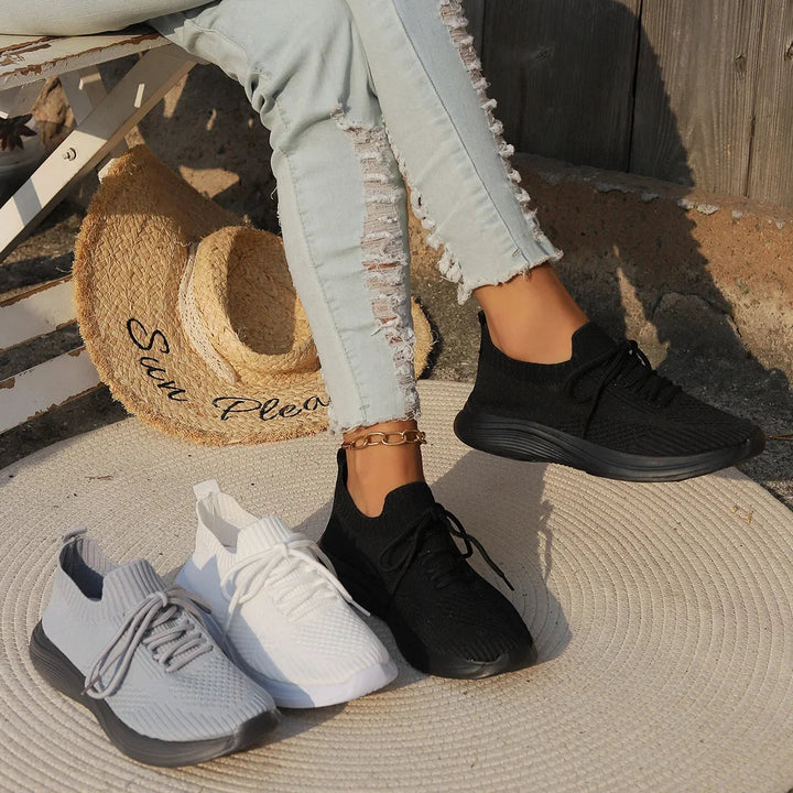 Sneakers casual leggere da donna in comodo tessuto lavorato a maglia 5