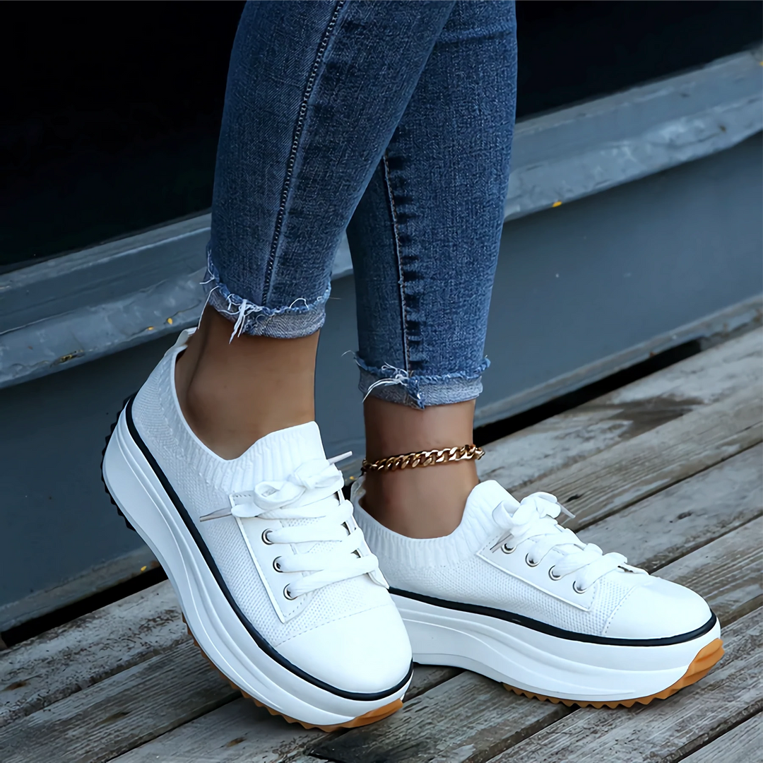 Sneakers Donna Tomaia in Maglia Plateau Comode - Vesarelli