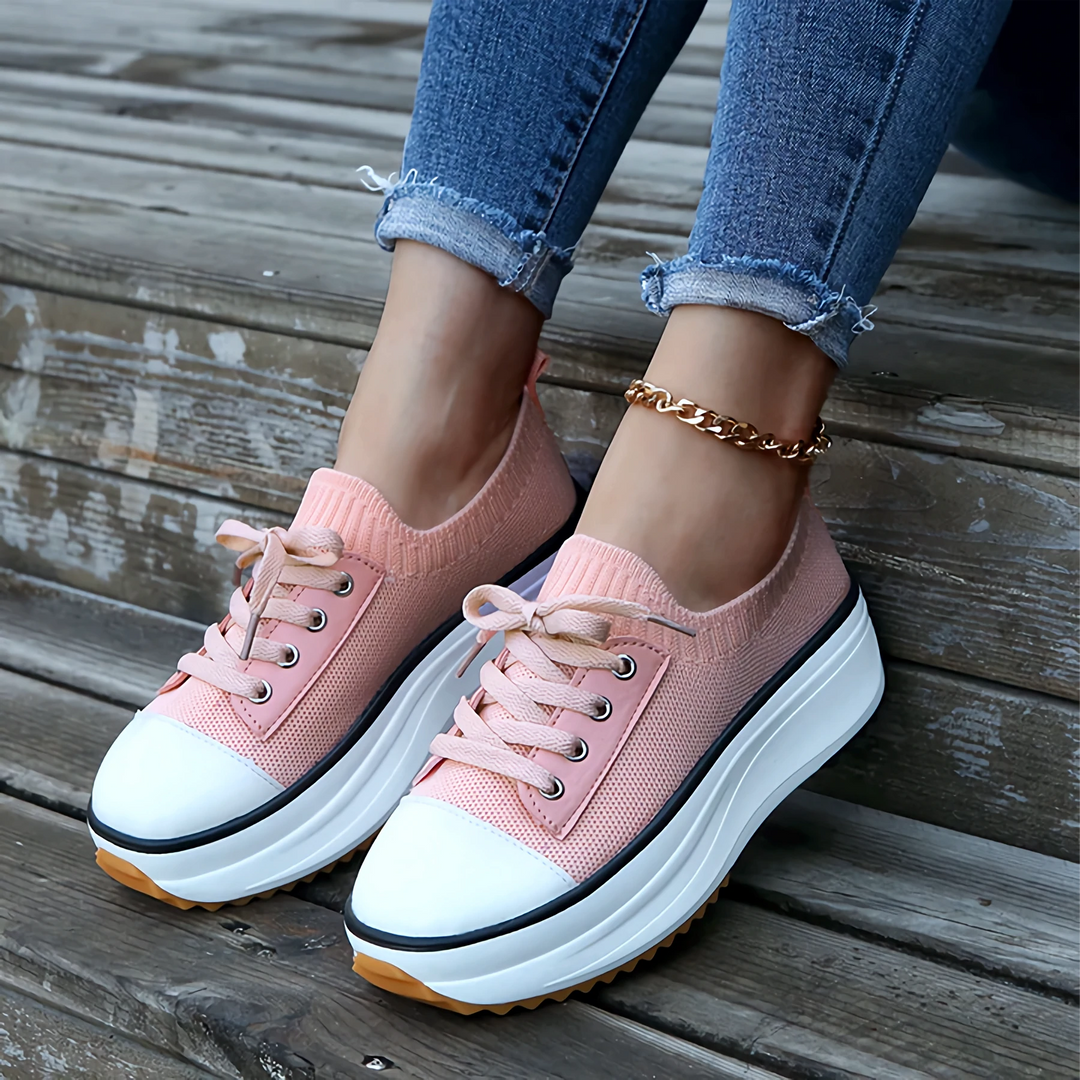 Sneakers comode con plateau da donna, tomaia in maglia alla moda 1