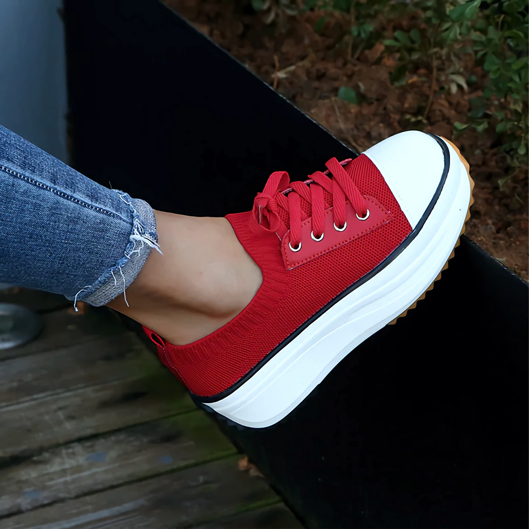 Sneakers comode con plateau da donna, tomaia in maglia alla moda 6