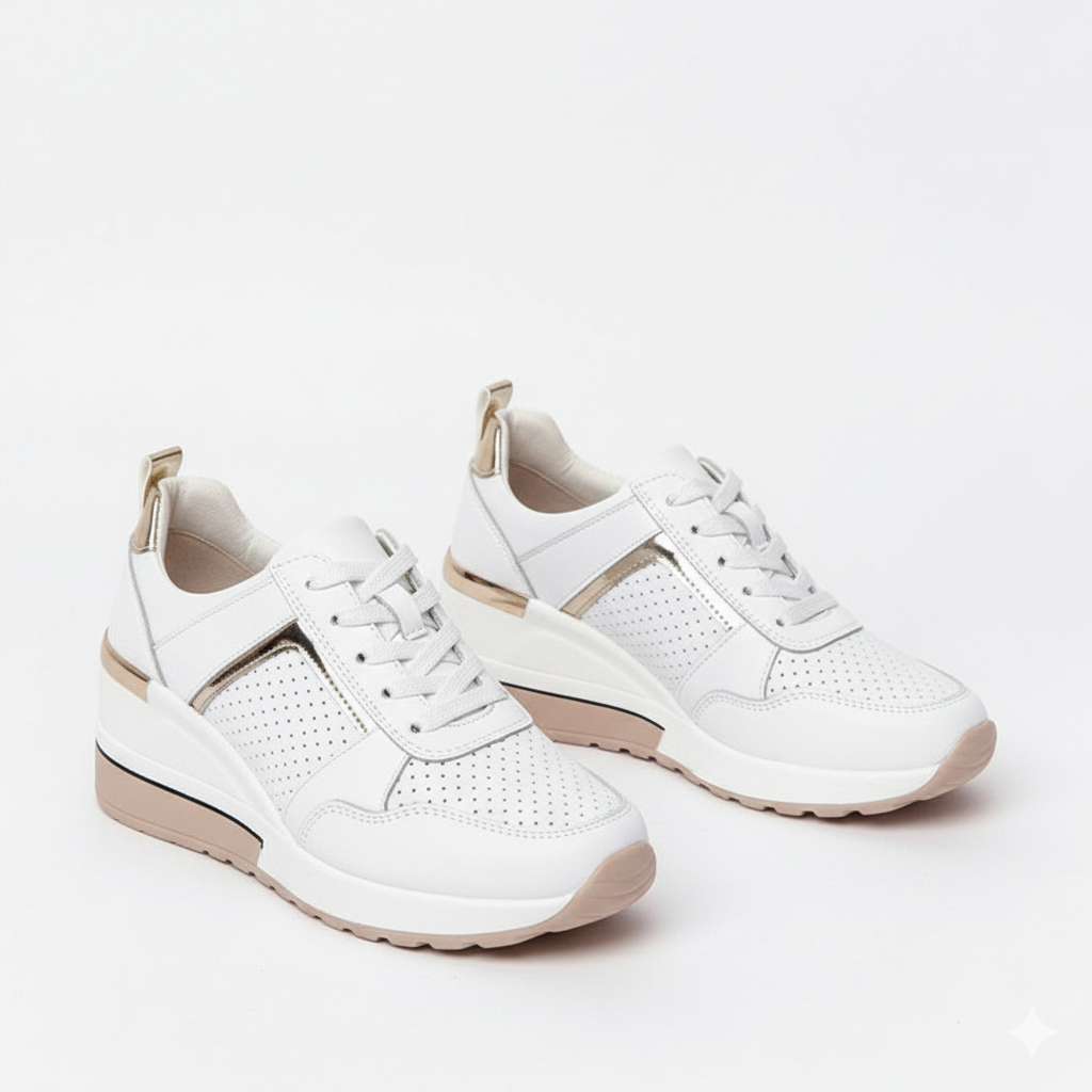 Sneakers Donna in Pelle Sintetica Zeppa Comfort Traspirante - Vesarelli