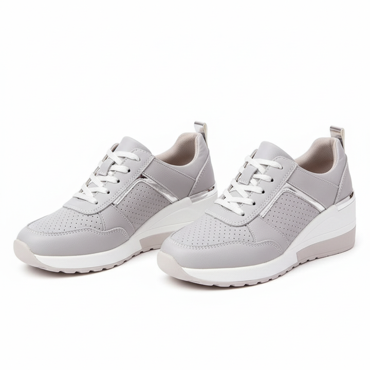 Sneakers con zeppa da donna per comfort e traspirabilità in pelle sintetica 7