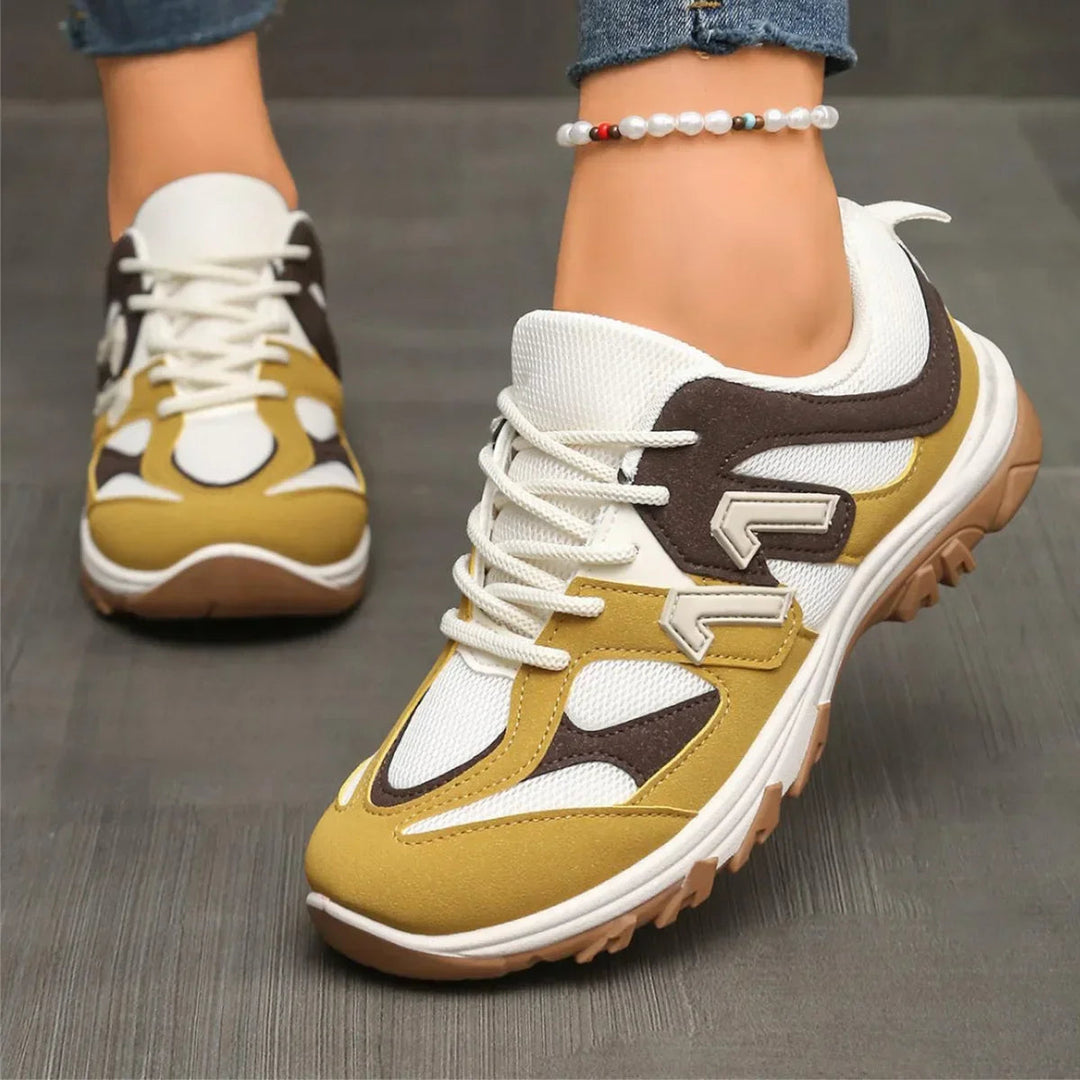 Sneakers da donna con lacci comode, suola spessa sintetica 4
