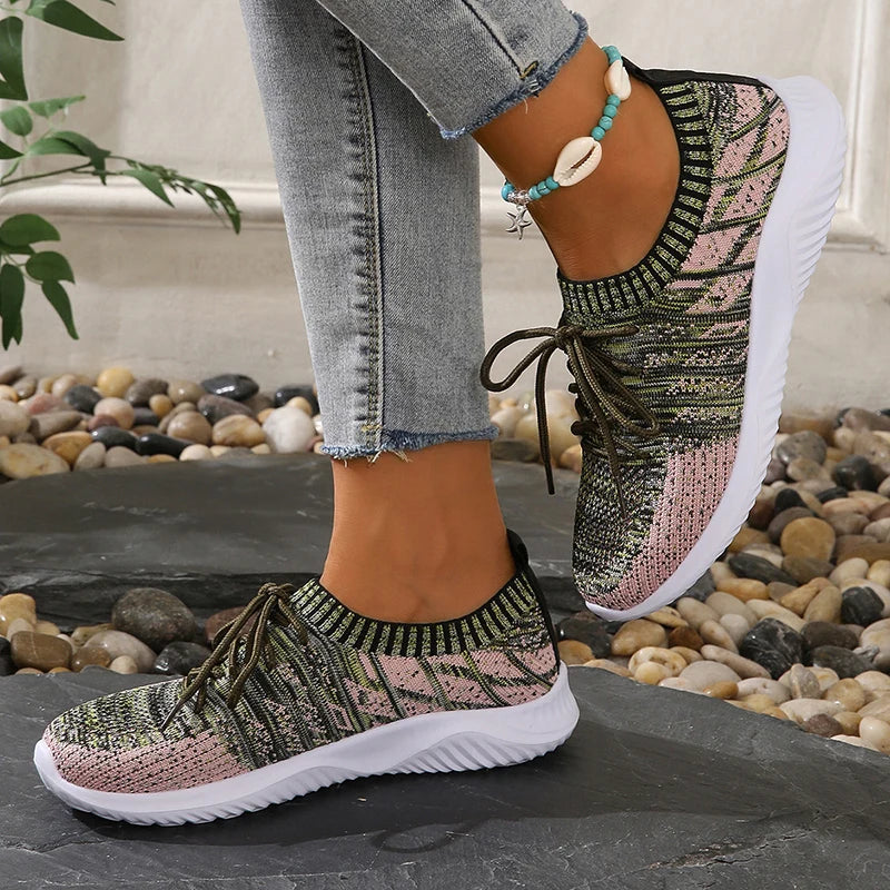 Sneakers slip-on da donna in tessuto lavorato a maglia leggero e traspirante 4